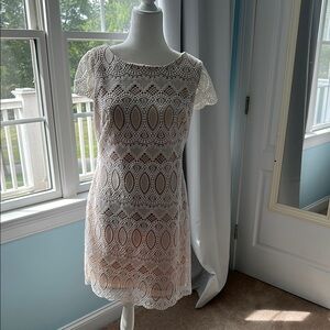 Eliza J Cream Lace Mini Dress